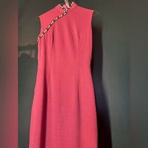 Vintages 60s 70s Sparkly Merlot High Neck Bodycon Maxi Dress XS